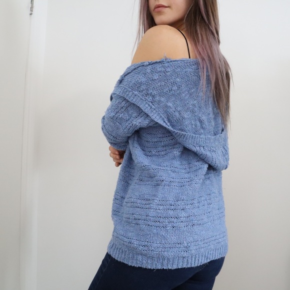Hollister Blue Knit Hooded Cardigan - Picture 4 of 7